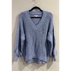 American Eagle Blue Chunky Knit Womens V Neck Sweater Size Large
